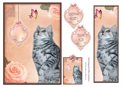 Little Kitten & Butterfly Card Front