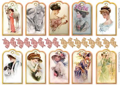 10 Vintage Ladies Gift Tags