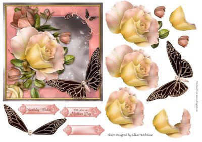Pink Roses & Butterfies