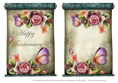 Anniversary & Blank Roses on Scrolls