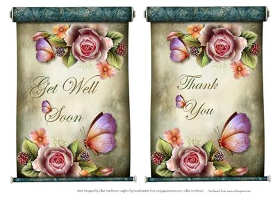 Thank You & Get Well Roses on Scrolls