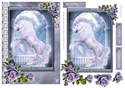 Moonlit Fantasy Unicorn & Roses