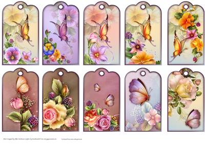 10 Floral & Butterfly Tags