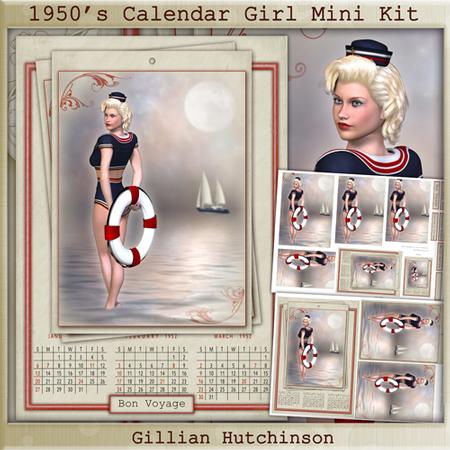 1950's Calendar Girl Ship Ahoy