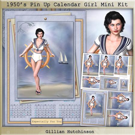 1950's on the Beach Calendar Girl