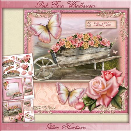 Pink Roses Wheelbarrow