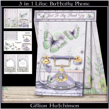 3 in 1 Lilac Butterfly Phone