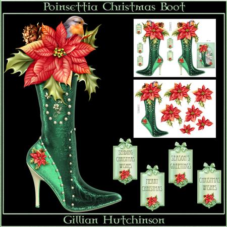 Poinsettia Christmas Boot