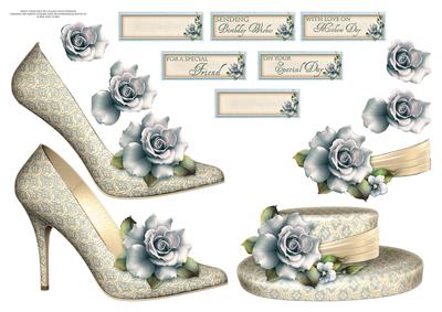 Blue Rose Shoe and Hat