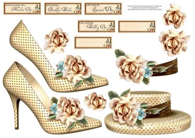 Cream Rose Shoe and Hat