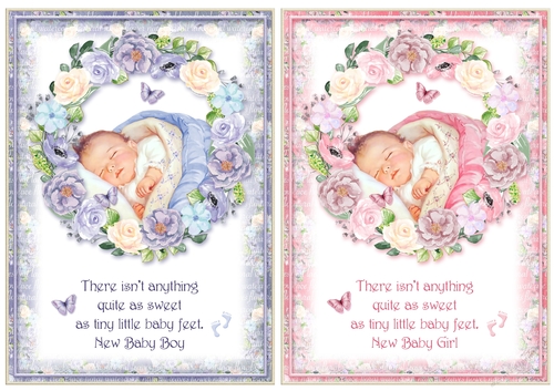 2 New Baby Boy & Girl Card Fronts