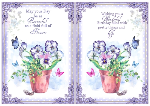 2 Pansy Birthday Card Fronts