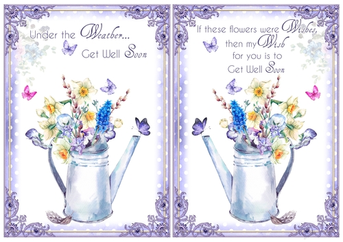 2 Watering Can Get Well Card Fronts