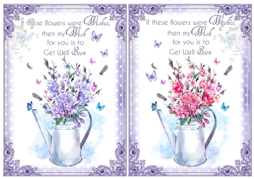 2 Watering Can Get Well Card Fronts Set 2