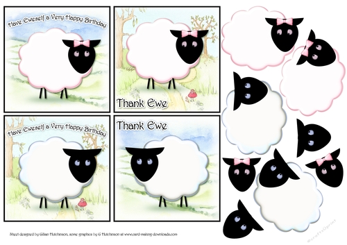 Little Sheep Birthday/Thank You Toppers