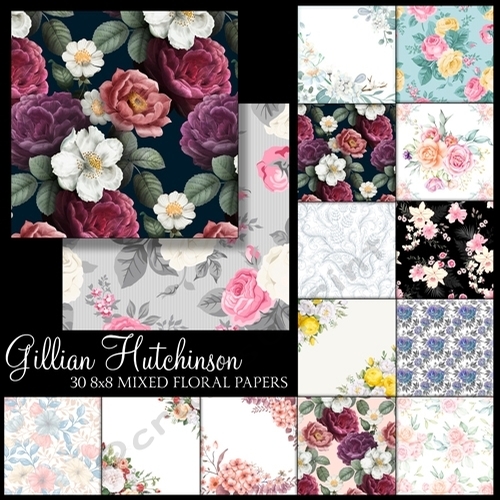 30 Mixed 8x8 Floral Papers