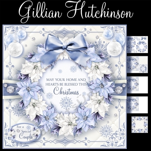 Blue Poinsettia Christmas Wreath