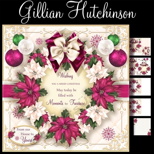 Burgundy Poinsettia Christmas Wreath