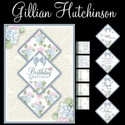 Triple Square Soft Blue Flowers