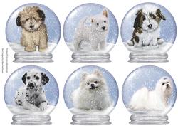 6 Christmas Puppy Snow Globes
