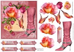 Pink Floral Boot