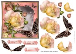 Pink Roses & Butterfies