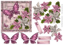 Pink Butterflies & Flowers