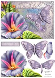 Lilac Butterfly & Flowers