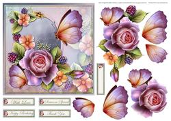 Lilac Roses & Butterflies