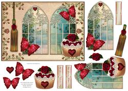 Cupcake Filled with Love Double Window