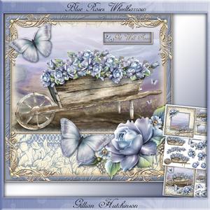 Blue Roses Wheelbarrow