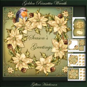 Golden Poinsettia Wreath