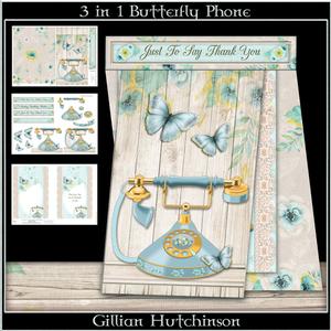 3 in 1 Blue Butterfly Phone