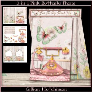 3 in 1 Pink Butterfly Phone