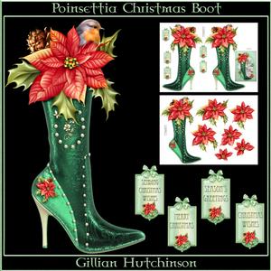Poinsettia Christmas Boot