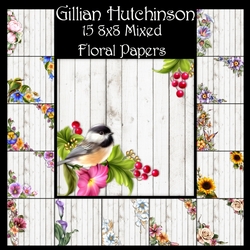 15 8x8 Mixed Floral Papers
