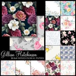 30 Mixed 8x8 Floral Papers