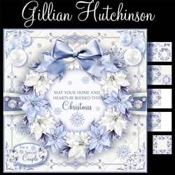 Blue Poinsettia Christmas Wreath