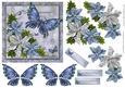 Blue Butterflies & Flowers