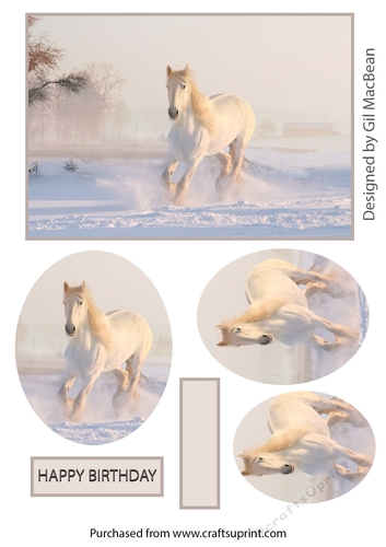 Horse running in the snow