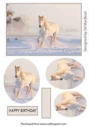 Horse running in the snow