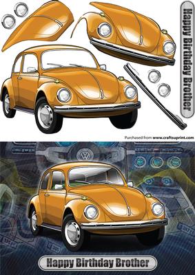 Happy Birthday Brother Volkswagen Beetle Classic Orange