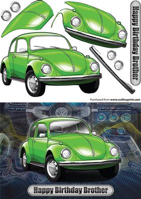Happy Birthday Brother Volkswagen Beetle Classic Green