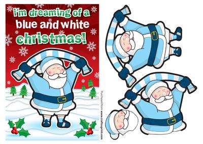 Father Christmas Blue & White Football Fan