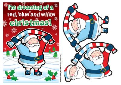 Father Christmas Blue & White Football Fan