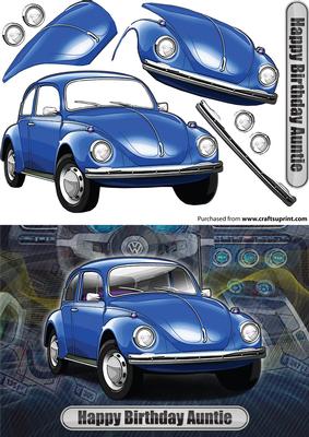 Happy Birthday Auntie Volkswagen Beetle Classic Car Blue