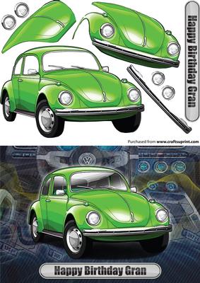 Happy Birthday Gran Volkswagen Beetle Classic Car Green