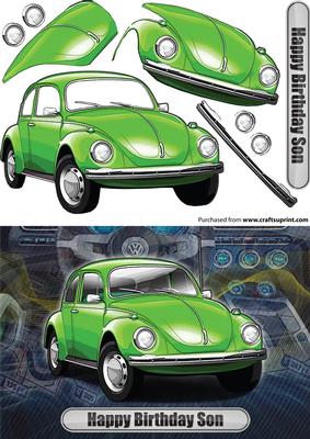 Happy Birthday Son Volkswagen Beetle Classic Car Green