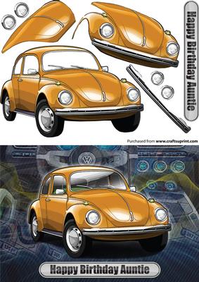 Happy Birthday Uncle Volkswagen Beetle Classic Car Orange
