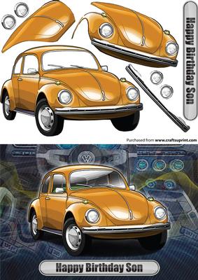 Happy Birthday Son Volkswagen Beetle Classic Car Orange